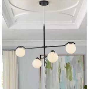 Black Sputnik Chandelier 4-Light Modern Glass Globe Ceiling Fixture